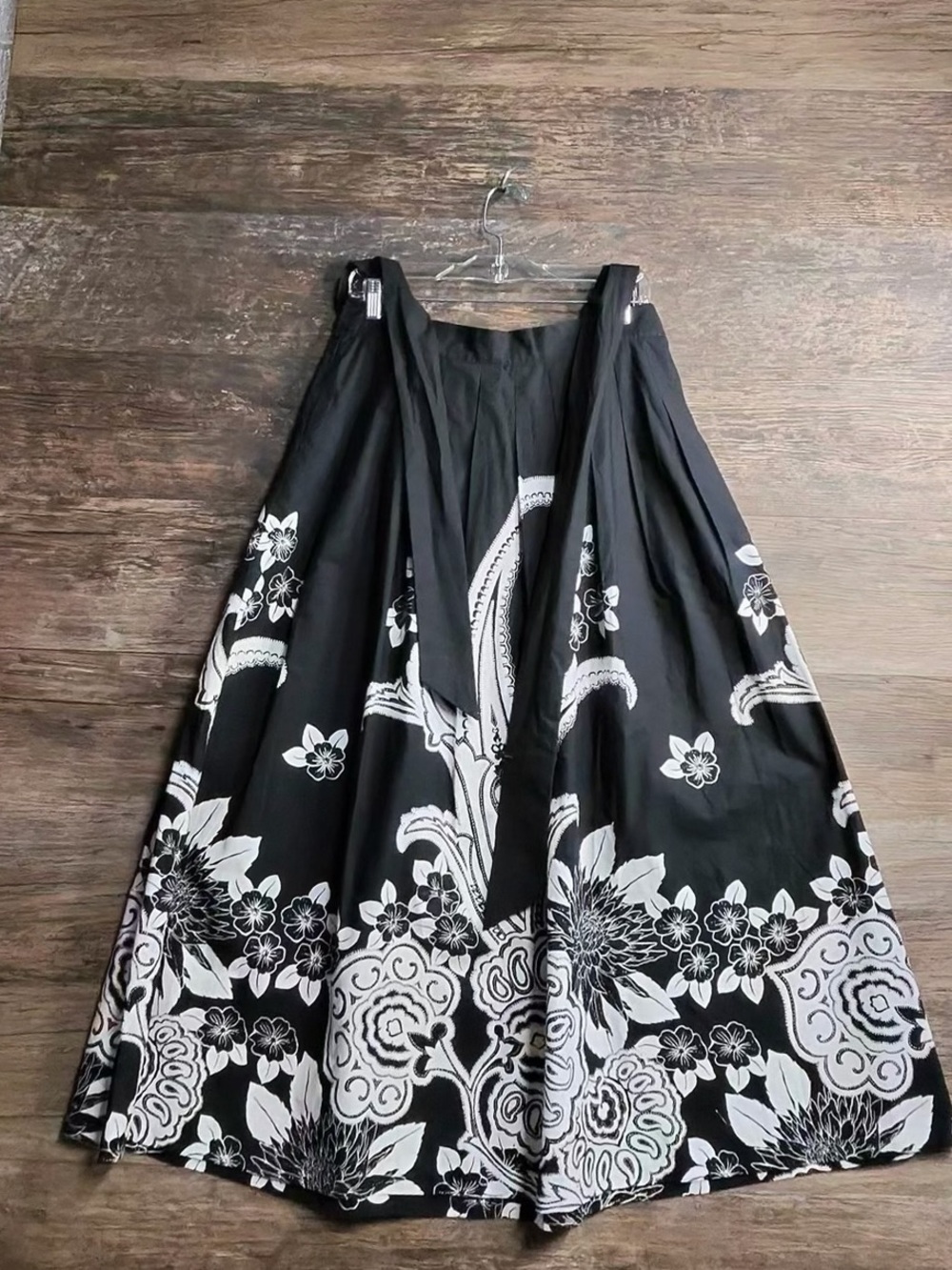 Talbots Black and White Floral Maxi Skirt